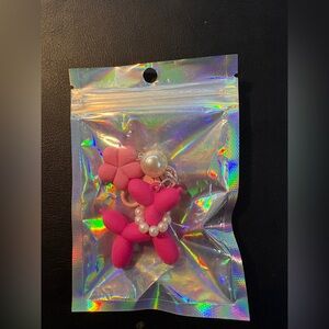 Pink Balloon Dog Keychain with Pearls